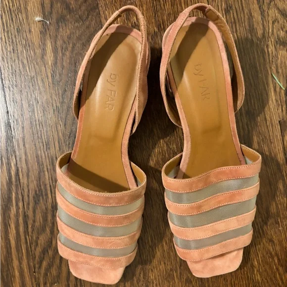 NWOT By Far Pink Suede Slingbacks - Picture 2 of 2